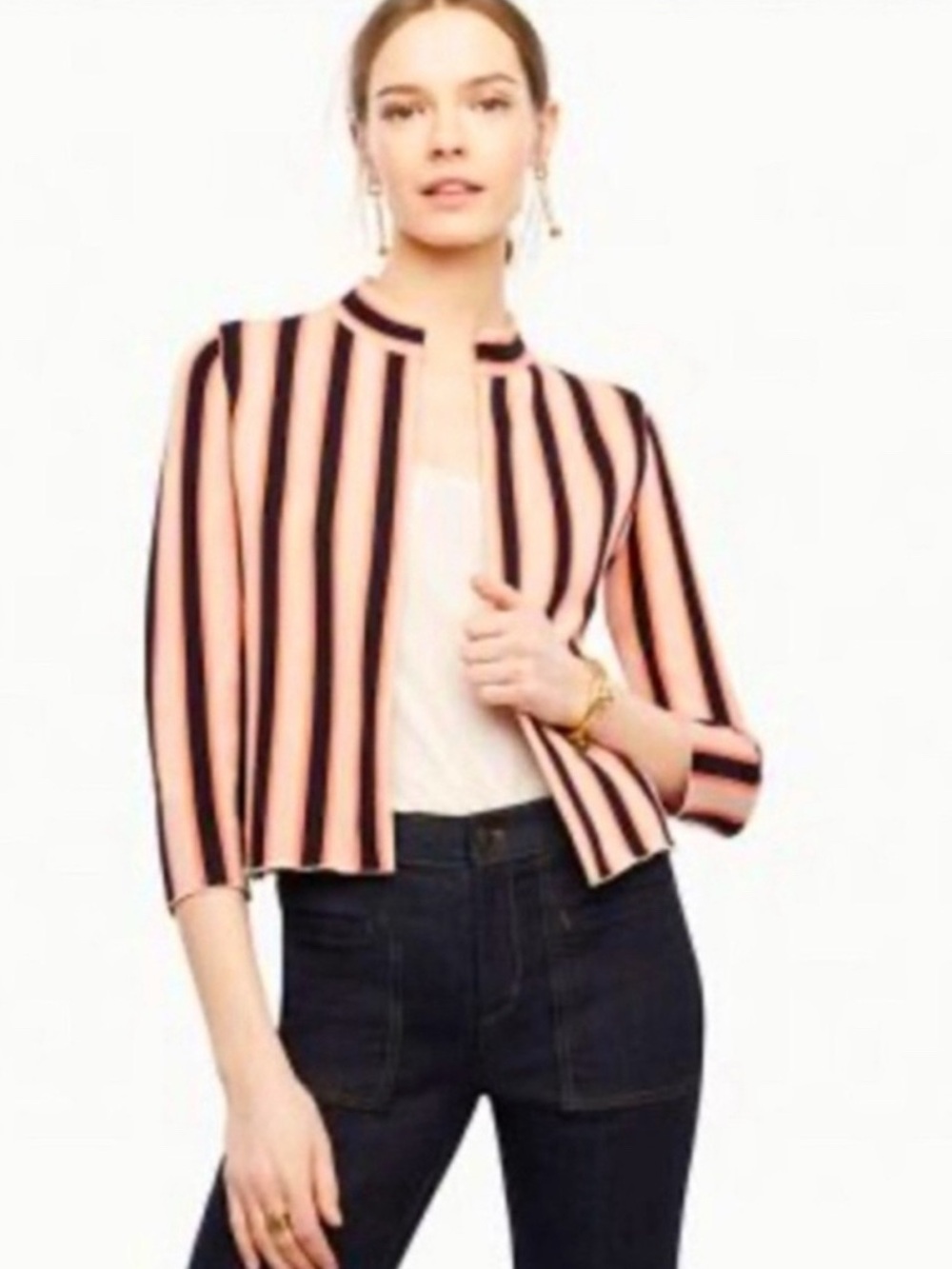 Ann Taylor Striped Open Front
Cardigan Jacket